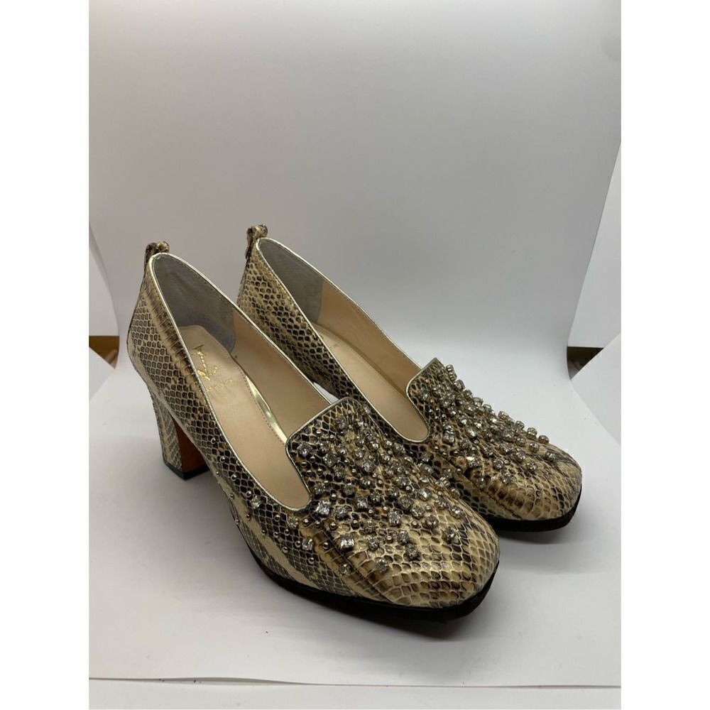 Vince Camuto Signature Danielle Snake Print Rhinestone Heels Women’s Size 8.5